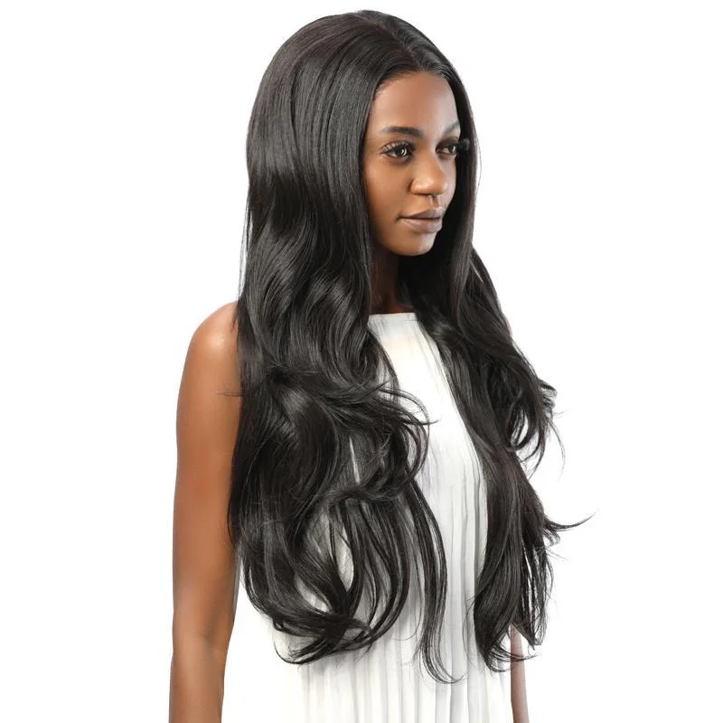 Synthetic Lace Front Wavy Wig Simulation Scalp Black Color 2#