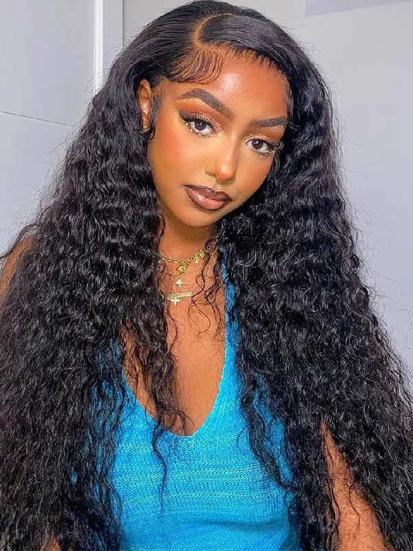 Deep Wave T Part Lace Wig Pre Plucked Human Hair Wigs with Baby Hair