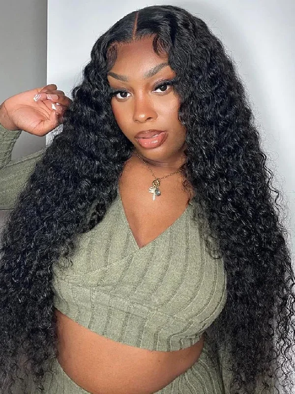 Deep Wave T Part Lace Wig Pre Plucked Human Hair Wigs with Baby Hair