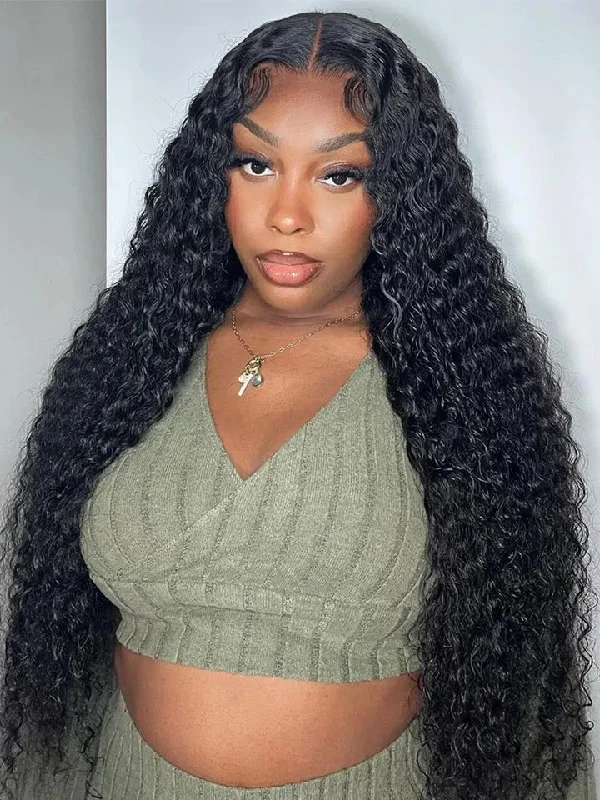 Deep Wave T Part Lace Wig Pre Plucked Human Hair Wigs with Baby Hair