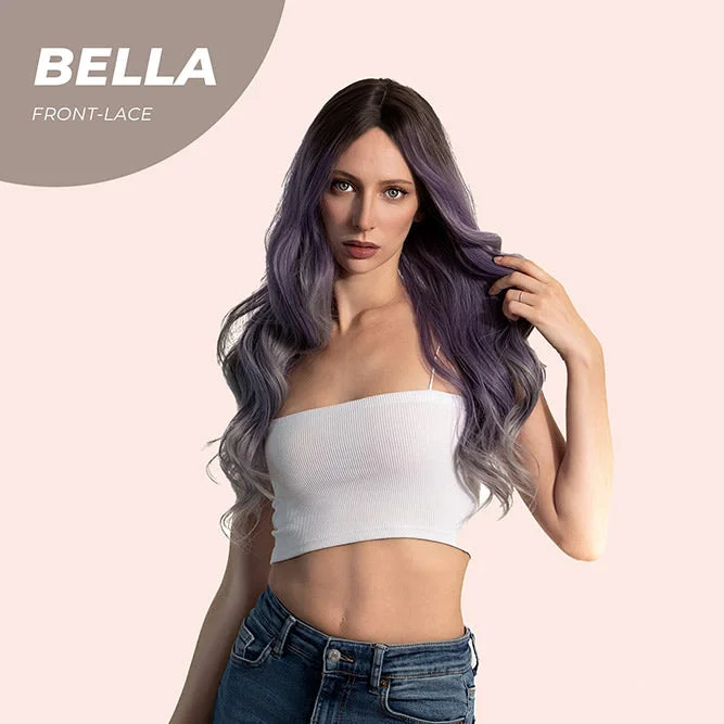 JBEXTENSION 24 Inches Curly Purple Shatush Frontlace Glueless Wig BELLA LACE