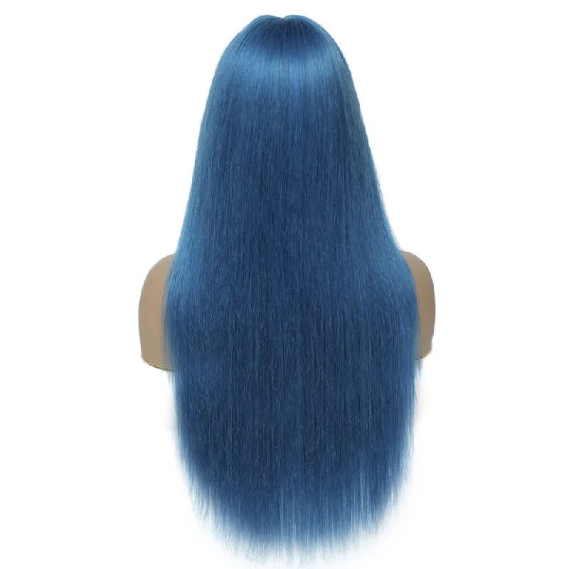 Tara Straight Human Hair T Part Lace Front Wig # Blue