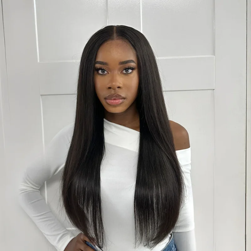 TINU - 22 ’’ Black Lace Frontal  Human Hair Wig