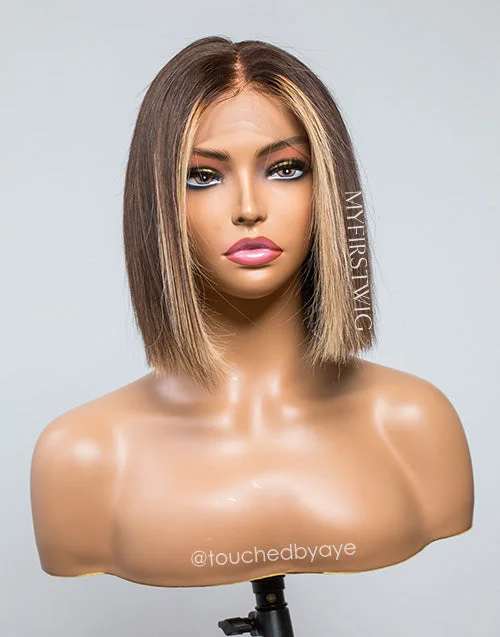 TouchedByAye - Malaysian Human Hair Inner Blonde Short Bob Lace Front Wig - LFB034