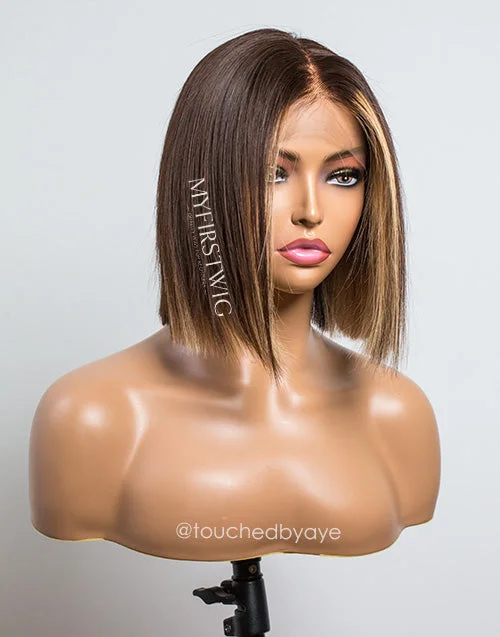 TouchedByAye - Malaysian Human Hair Inner Blonde Short Bob Lace Front Wig - LFB034