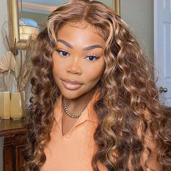 Trendy Highlight P4/27 Loose Deep Wave Human Hair Lace Front Wigs