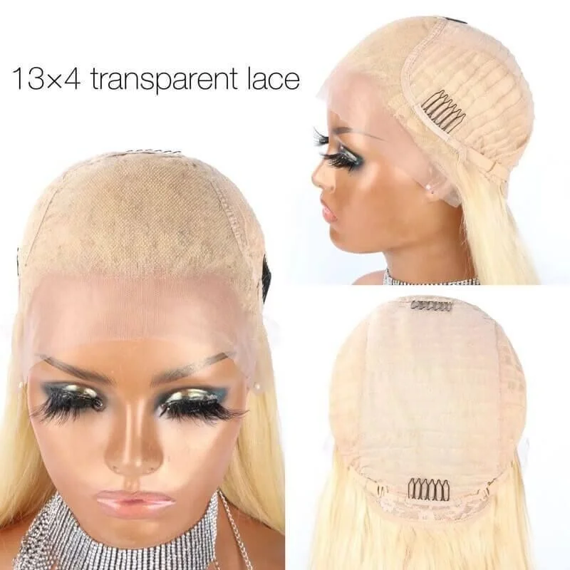 Trendy Ombre 613 Blonde Layered Cut Wavy Bob 13x4 Lace Wig