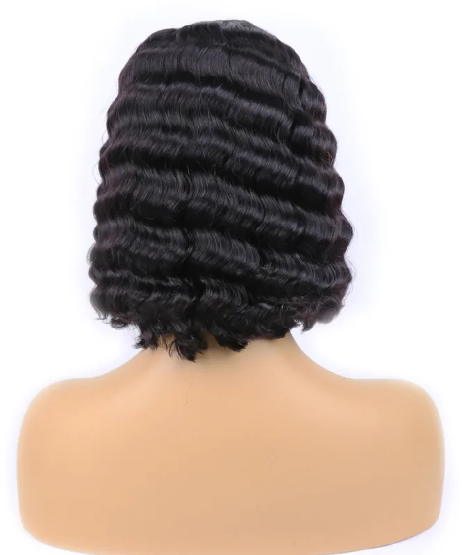 U Part Bob Wigs Human Hair Deep Wave Wigs Natural Color Vrvogue Hair