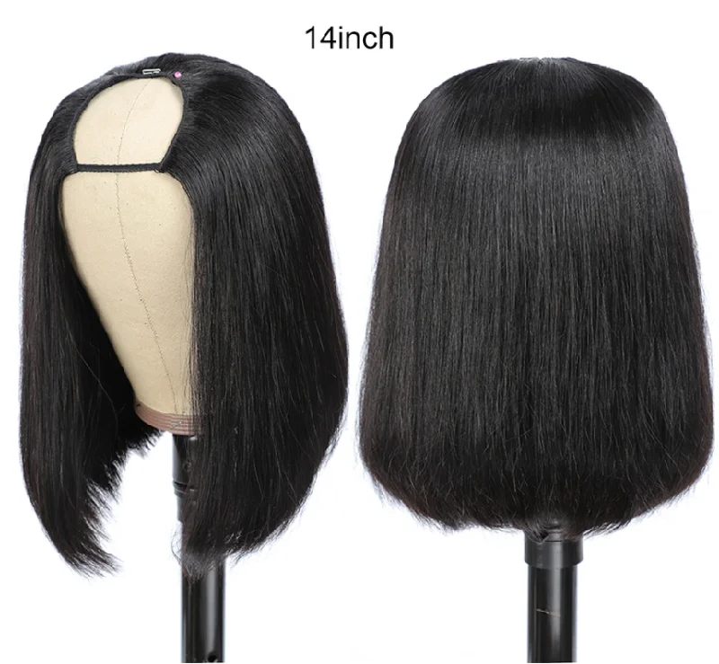 VRVOGUE U Part Bob Wigs Human Hair Straight Hair Wigs Natural Color