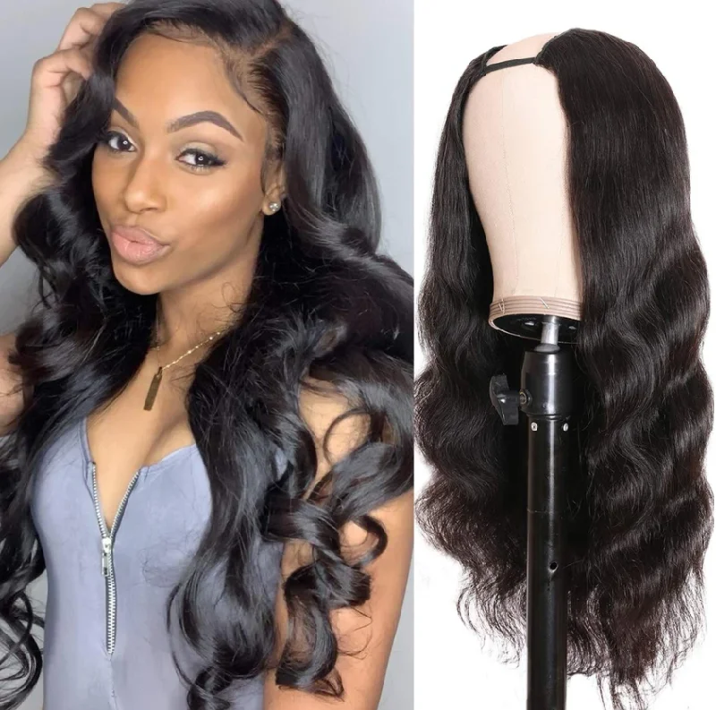 U Part Wigs Human Hair Body Wave Wigs Natural Color Vrvogue Hair