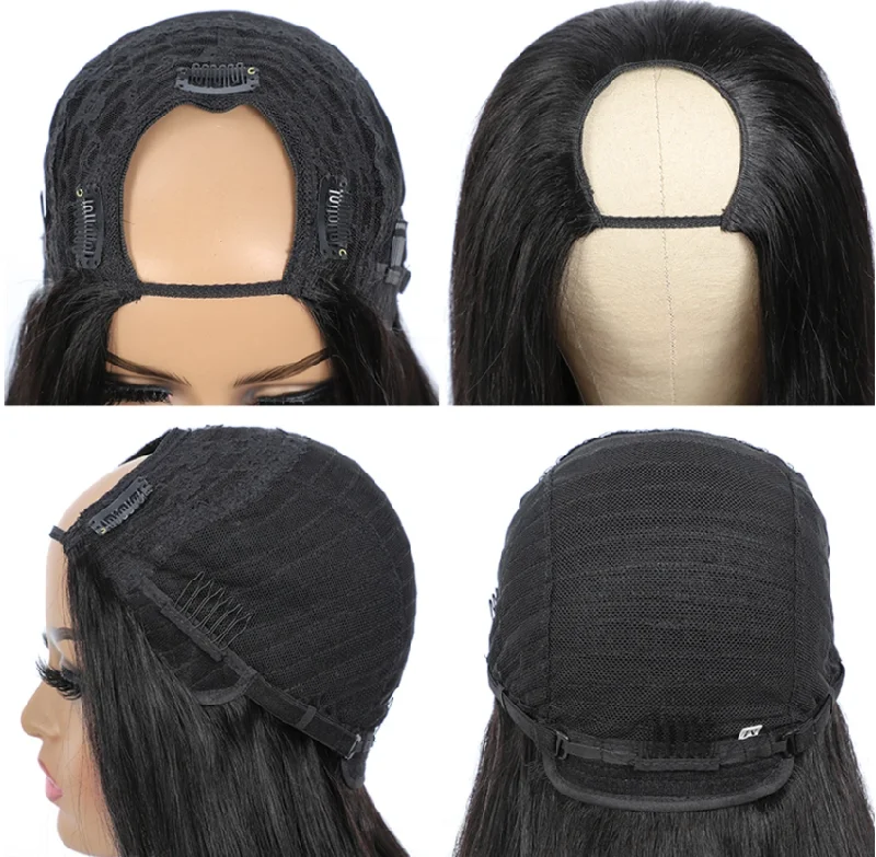 U Part Wigs Human Hair Straight Hair Wigs Natural Color Vrvogue Hair