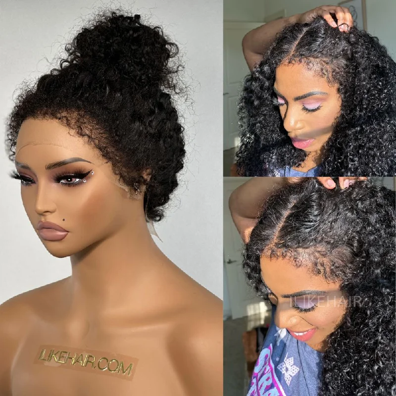 Ventilated Realistic Curly Edges 13x4 Lace Frontal Wig