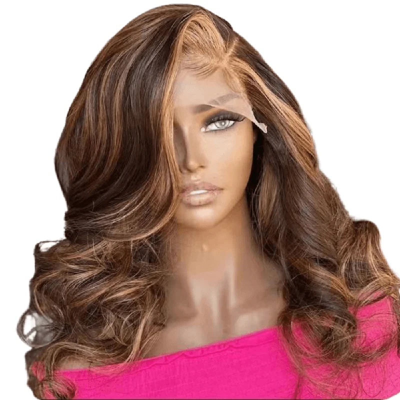 Chocolate Brown Light Caramel Highlights | Lace Front Virgin Human Hair Wig