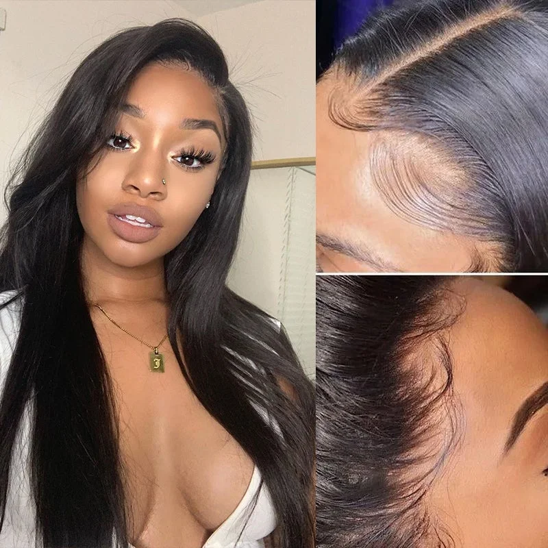 Vrvogue Hair Virgin Hair straight 5x5 HD Lace Closure Wigs 180% Density  Melted Match All Skin