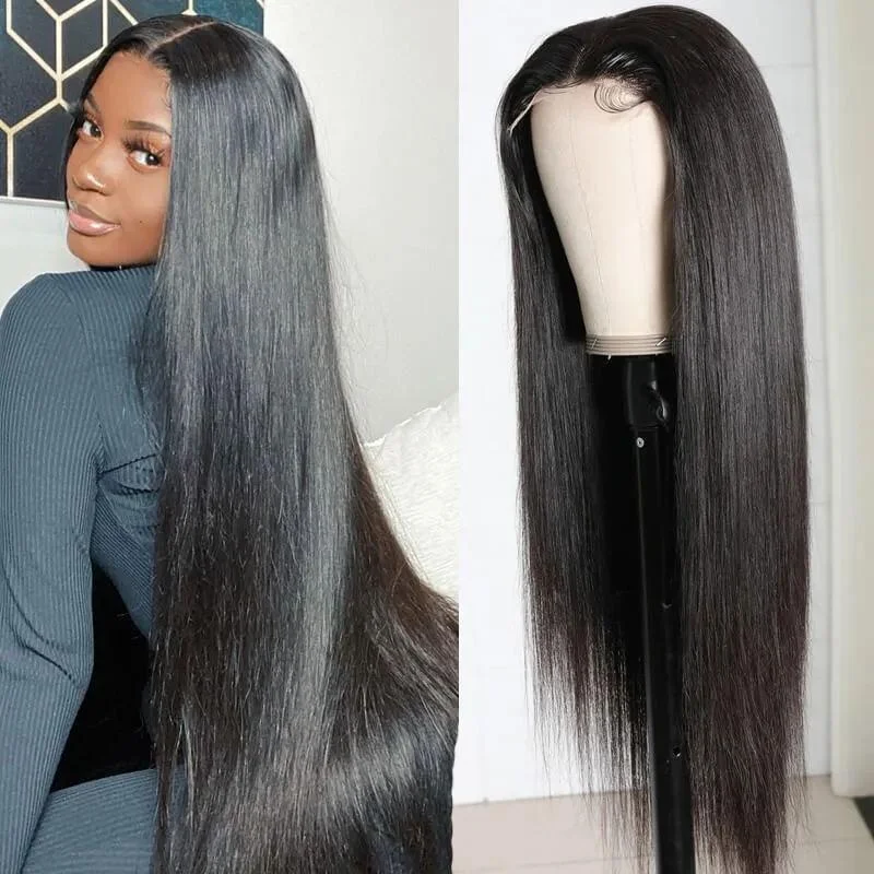 Vrvogue Hair Virgin Hair straight 5x5 HD Lace Closure Wigs 180% Density  Melted Match All Skin