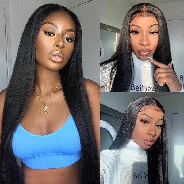 Vrvogue Hair Virgin Hair straight 5x5 HD Lace Closure Wigs 180% Density  Melted Match All Skin