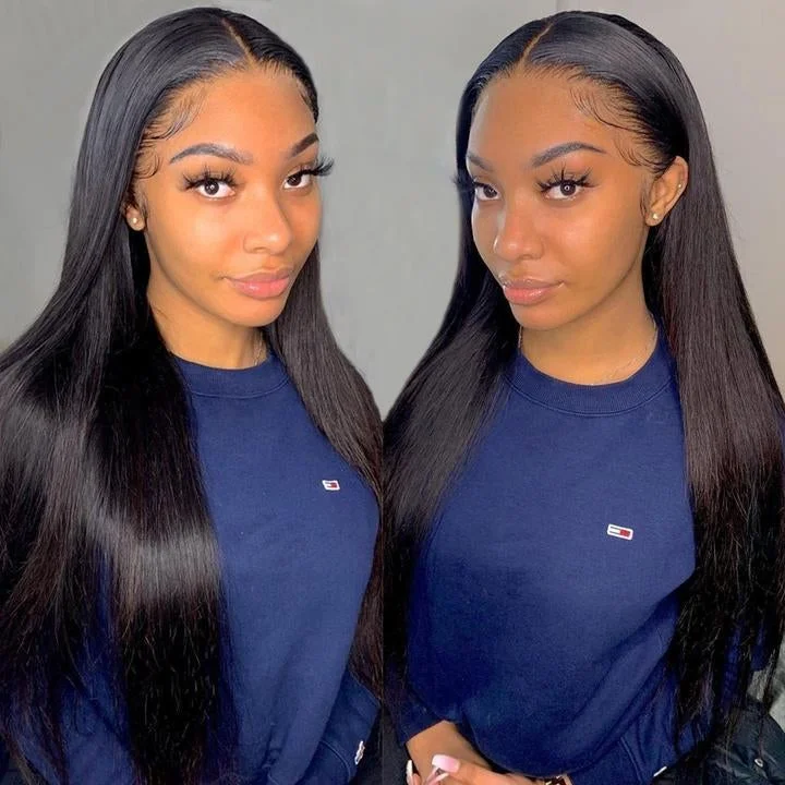 Vrvogue Hair Virgin Hair straight 5x5 HD Lace Closure Wigs 180% Density  Melted Match All Skin