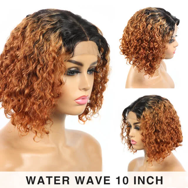 Vrvogue Hair Human Hair Bob Wigs 13x4/4x4 Lace Closure Wigs Ombre T1b/30 With Straight Hair