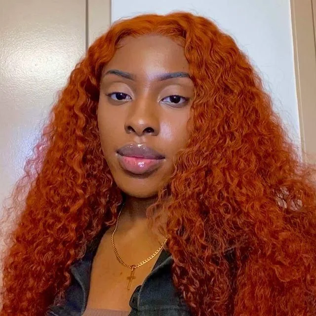 Vrvogue Orange Ginger Color 13x4 / T Part / 4x4 Lace Wigs Jerry Curly Human Hair Wigs Must Have