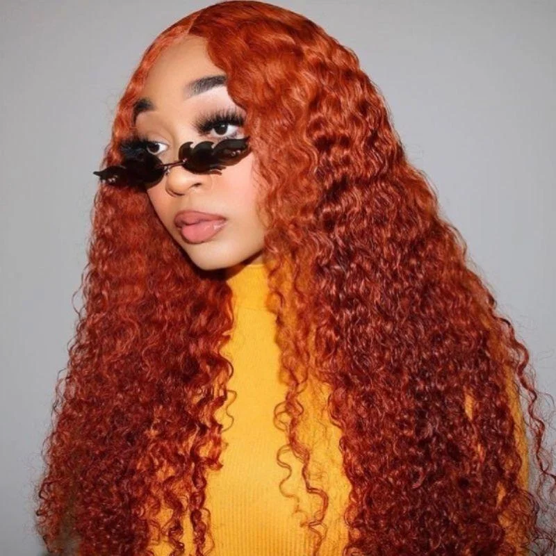 Vrvogue Orange Ginger Color 13x4 / T Part / 4x4 Lace Wigs Jerry Curly Human Hair Wigs Must Have