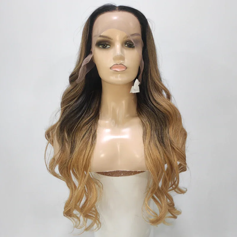 Vrvogue Private Customized Modeling Style Lace Frontal Wig New Fashion Wave Ombre Honey Blonde Colored Wigs-Flash Sale