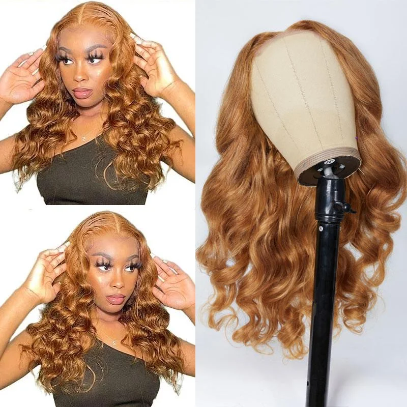 Vrvogue Hair Rich Brown Color Lace Wigs 13x4/T Part/4x4  Lace Wigs Virgin Human Hair Body Wave 180 210 Density