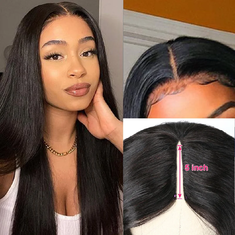 Vrvogue 30 Inch Straight Hair V Part Wigs No Leave Out Natural Scalp Protective I Part Wigs Beginner Friendly