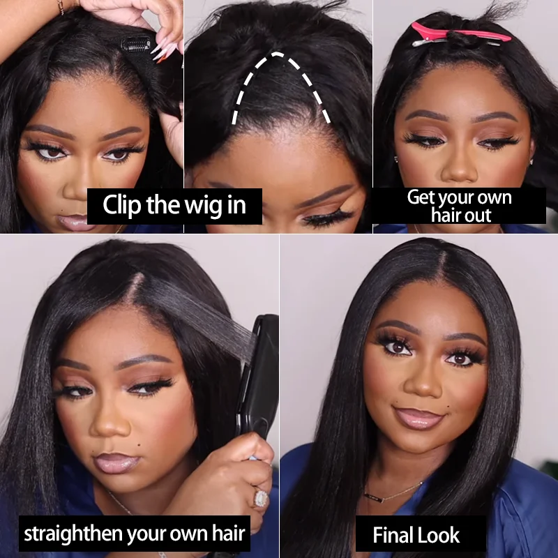 Vrvogue 30 Inch Straight Hair V Part Wigs No Leave Out Natural Scalp Protective I Part Wigs Beginner Friendly