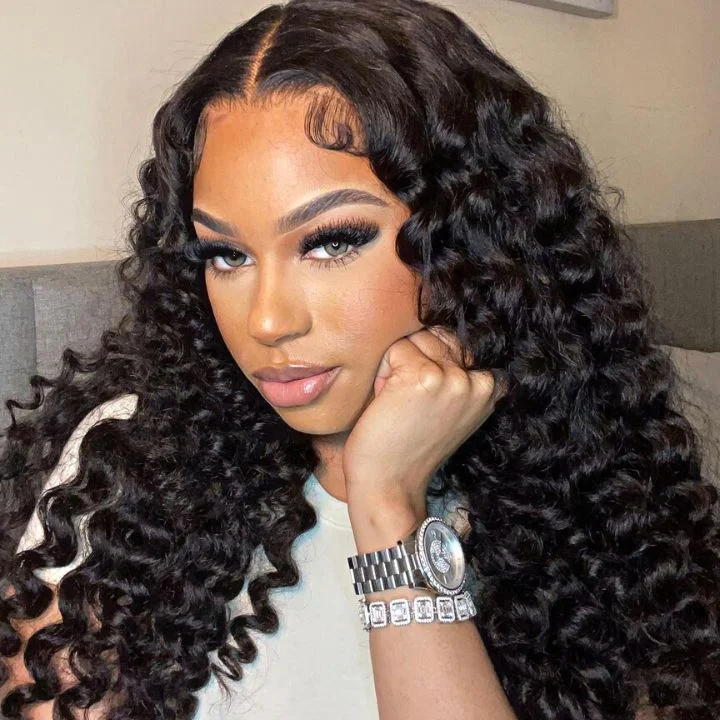 Wand Curl Hair 13*4/4*4/T Part Lace Front Human Hair Wig Bouncy Loose Curly 13*5*1 Lace Front wigs - Amanda Hair