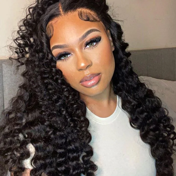 Wand Curl Hair 13*4/4*4/T Part Lace Front Human Hair Wig Bouncy Loose Curly 13*5*1 Lace Front wigs - Amanda Hair