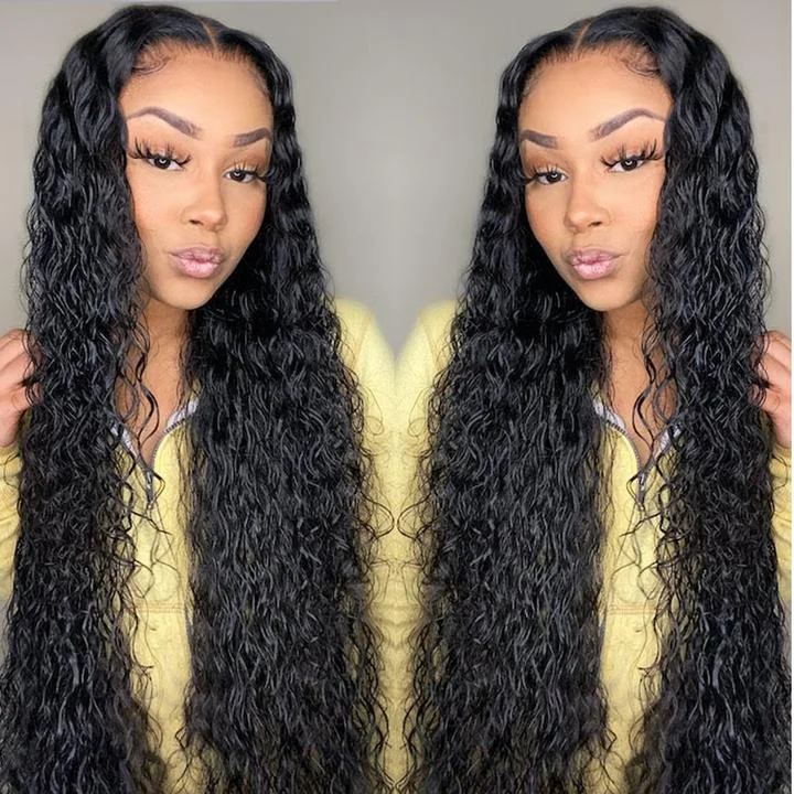 Water Wave 13*4 HD Transparent Lace Front Human Hair Wigs 40 Inch 180 210 250 Density Vrvogue Hairs