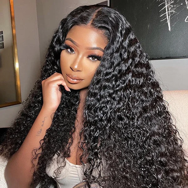 Water Wave Lace Frontal Wig Natural Looking Versatile Style 100% Human Hair Wig