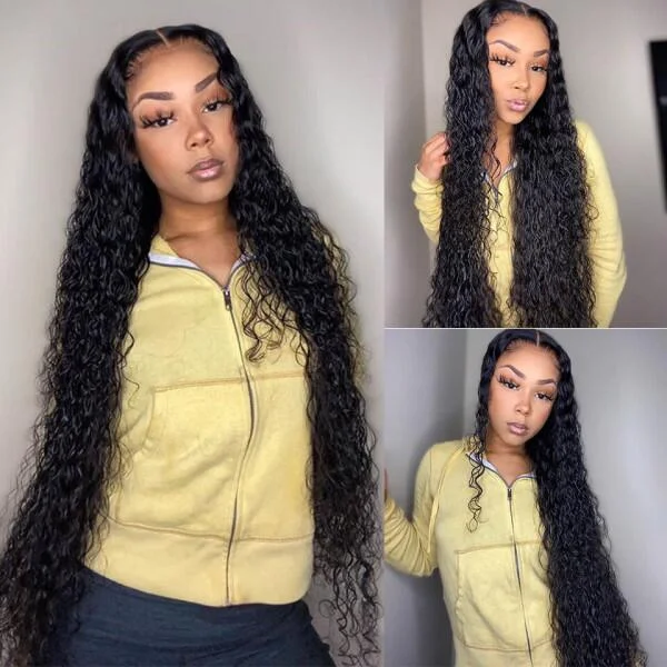 Water Wave HD Lace Long Inches Wigs 5x5 13x4 Lace Frontal Wig