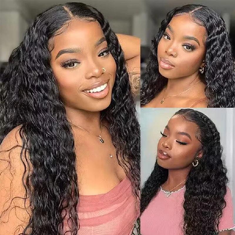 Water Wave HD Lace Long Inches Wigs 5x5 13x4 Lace Frontal Wig