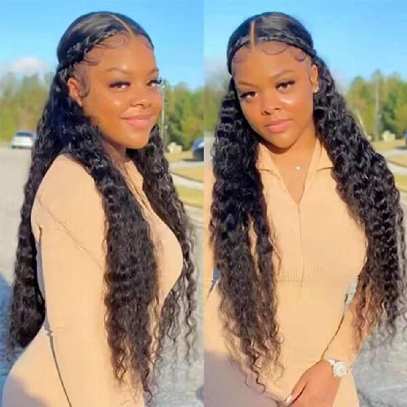 Water Wave HD Lace Long Inches Wigs 5x5 13x4 Lace Frontal Wig