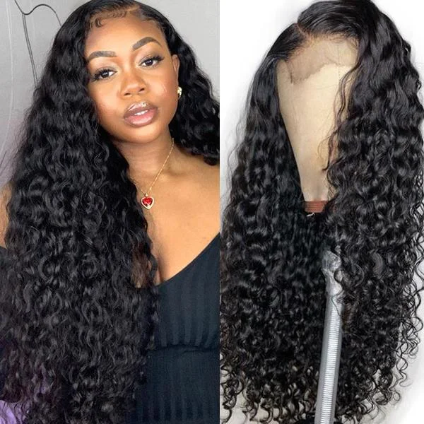 Water Wave Wig 4*4  HD Transparent Lace Closure Wig 180 210 250 Density Human Hair Wig