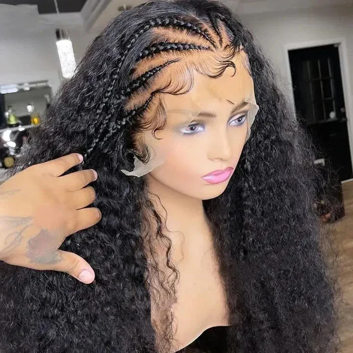 Wear Go Glueless Pre Braided Wig Burmese Curl 5x7 Pre Cut Lace Human Hair Wigs Braided Lace Front Wigs