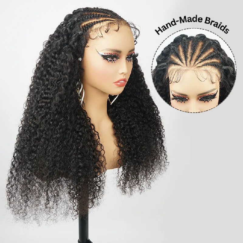 Wear Go Glueless Pre Braided Wig Burmese Curl 5x7 Pre Cut Lace Human Hair Wigs Braided Lace Front Wigs