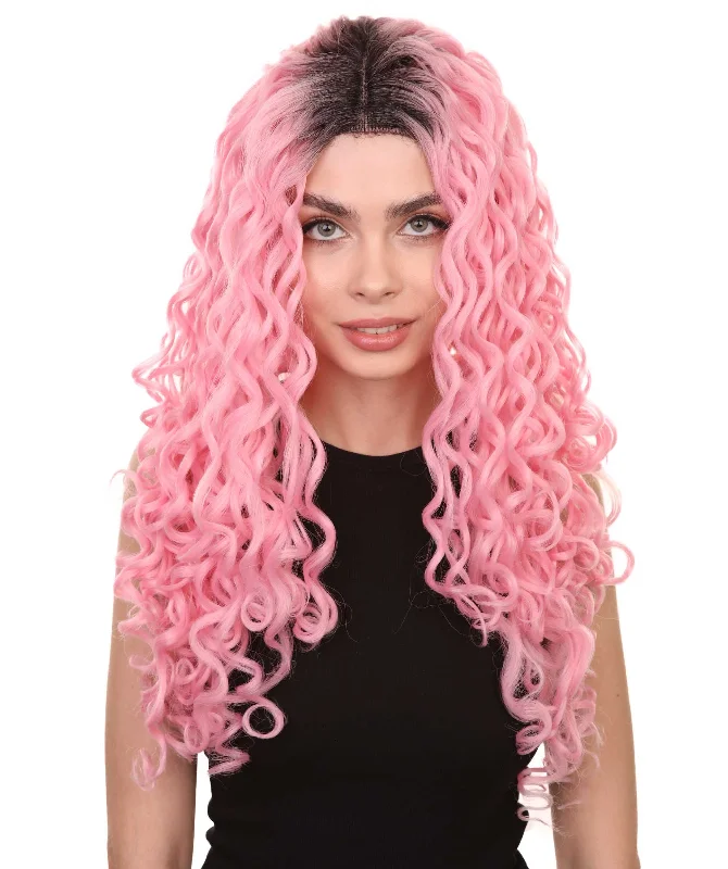 Xena Women's Long Length Lace Front Curly With Dark Roots - Adults Fashion Wigs | Nunique