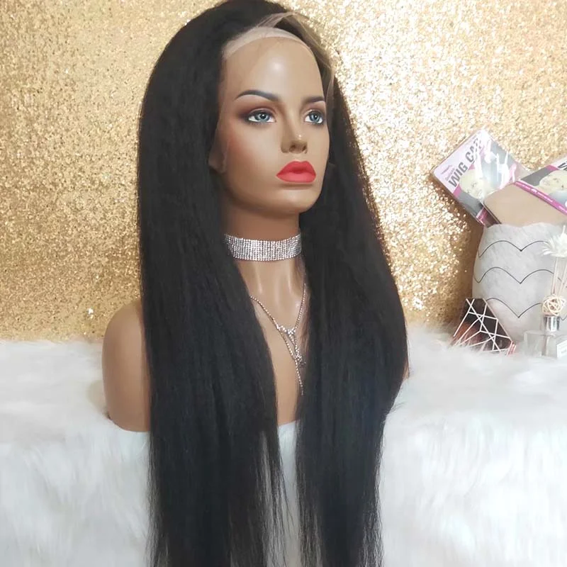 Straight Yaki Wig Lace Front Brazilian Human Hair Surprisehair