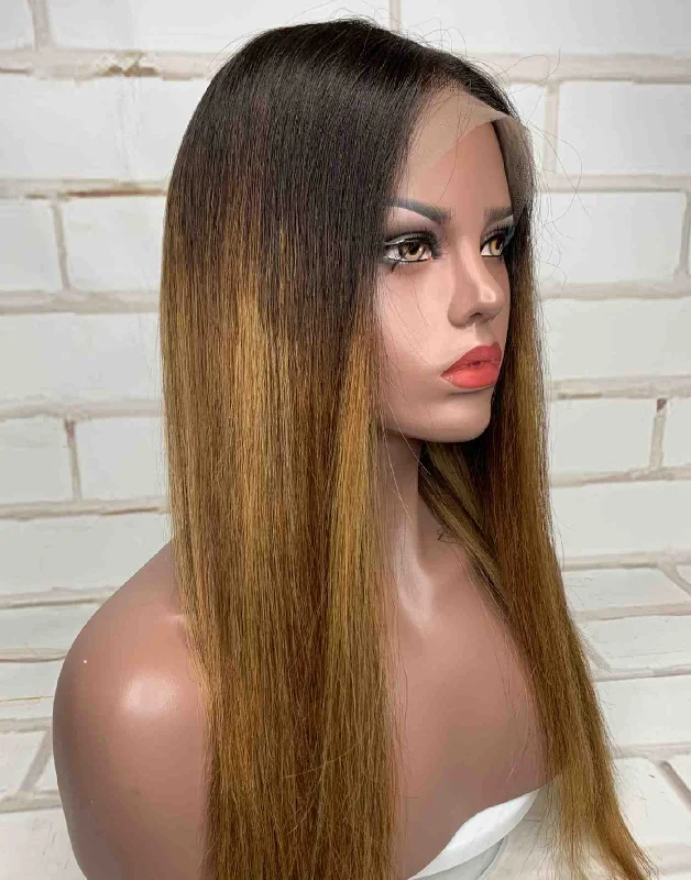 Yara - Human Hair Blonde Ombre Highlight Lace Front Wig - LFW044