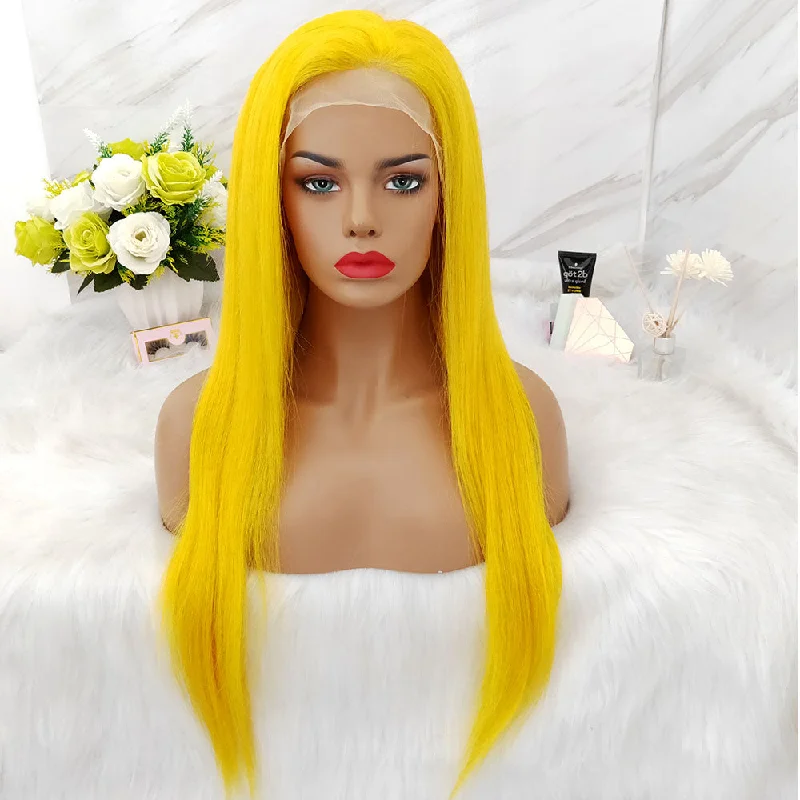 #Yellow Color 13x4 Lace Front Wig Human Hair Straight Surprisehair