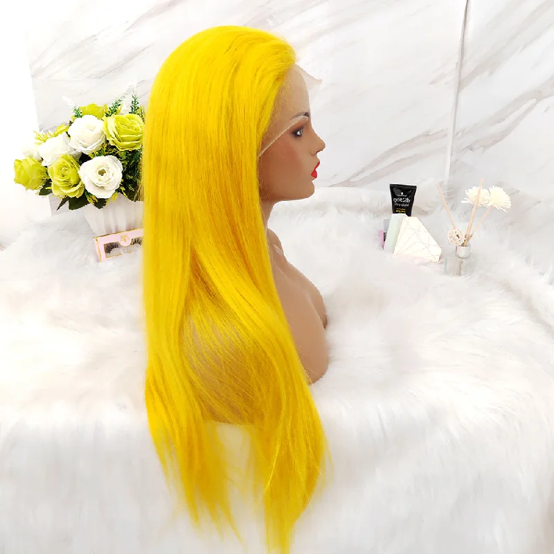 #Yellow Color 13x4 Lace Front Wig Human Hair Straight Surprisehair